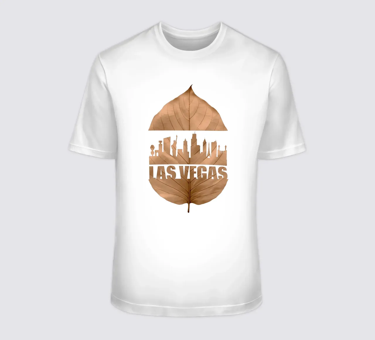 ilustrazione di taglio delle foglie dello skyline della città di las vegas t-shirt da kahfiza