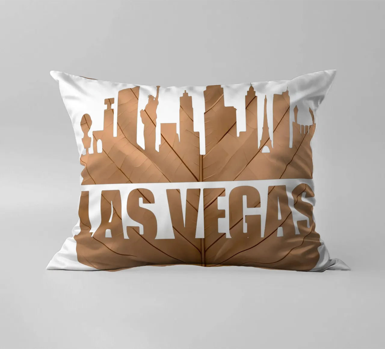 ilustrazione di taglio delle foglie dello skyline della città di las vegas cuscino da kahfiza