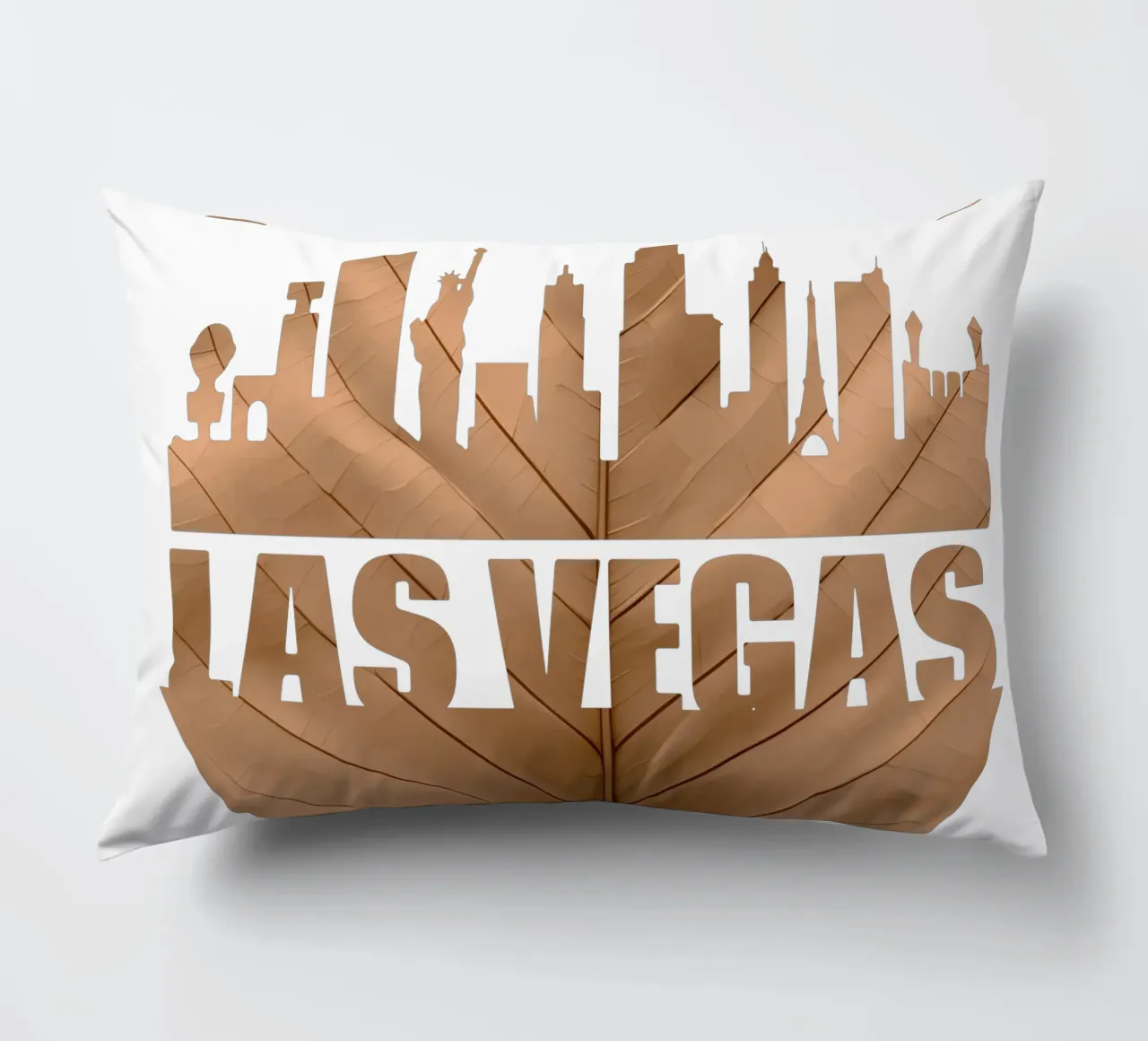 ilustrazione di taglio delle foglie dello skyline della città di las vegas cuscino da kahfiza
