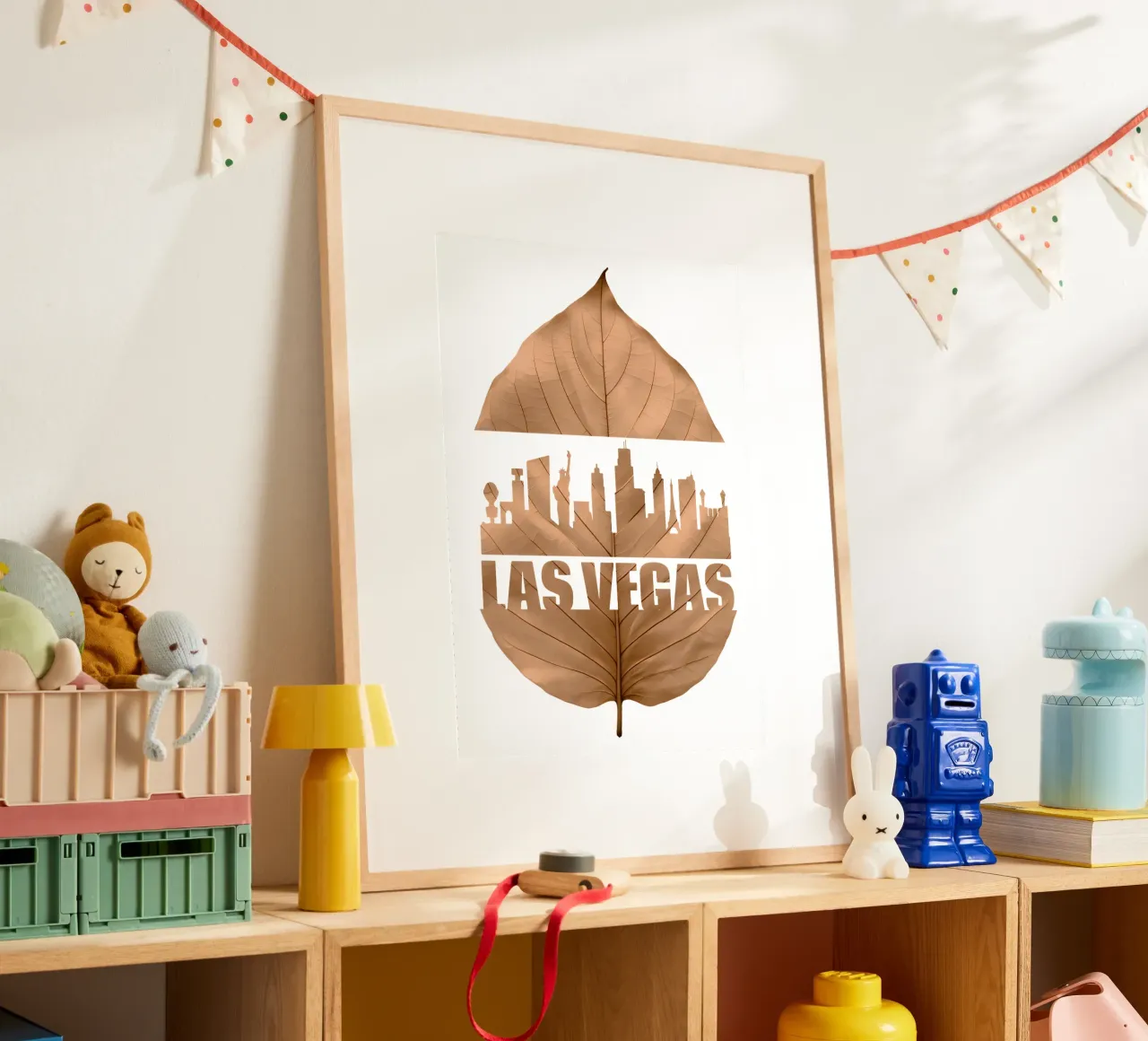 ilustrazione di taglio delle foglie dello skyline della città di las vegas carta hahnemühle da kahfiza