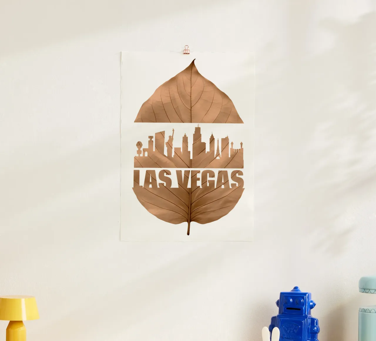 ilustrazione di taglio delle foglie dello skyline della città di las vegas carta hahnemühle da kahfiza