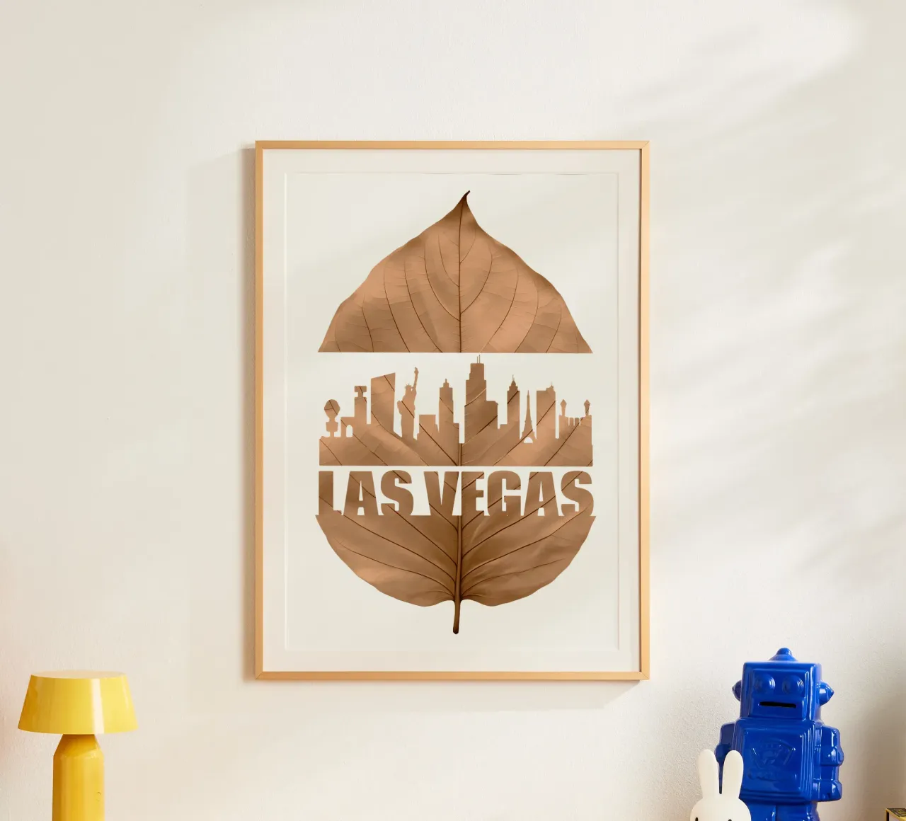 ilustrazione di taglio delle foglie dello skyline della città di las vegas carta hahnemühle da kahfiza