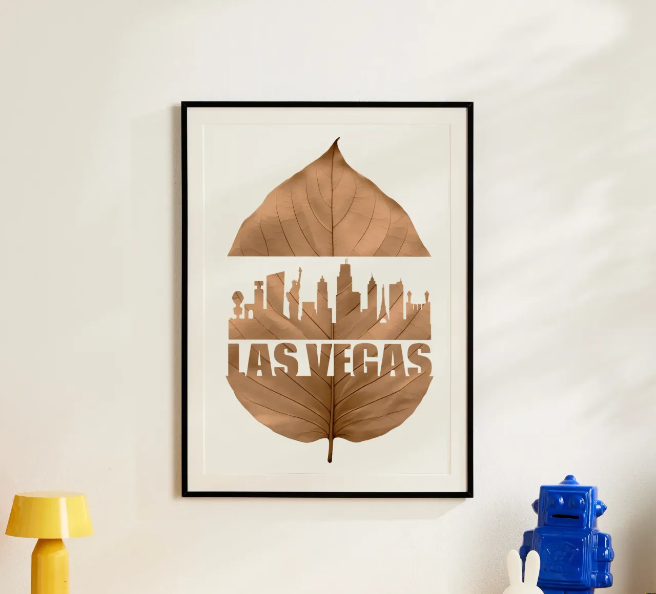 ilustrazione di taglio delle foglie dello skyline della città di las vegas carta hahnemühle da kahfiza