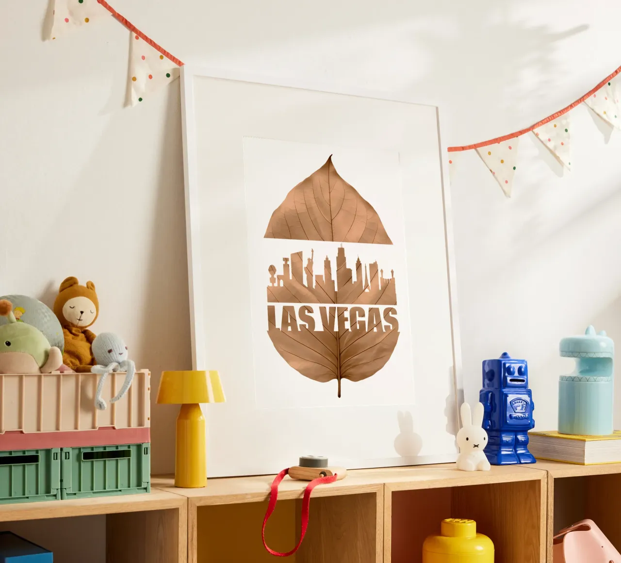 ilustrazione di taglio delle foglie dello skyline della città di las vegas carta hahnemühle da kahfiza