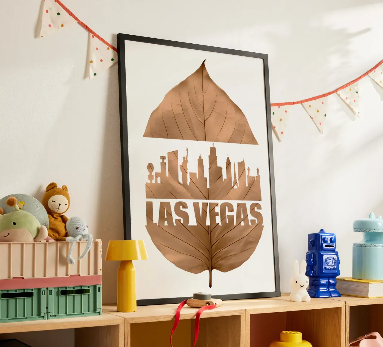 ilustrazione di taglio delle foglie dello skyline della città di las vegas carta hahnemühle da kahfiza