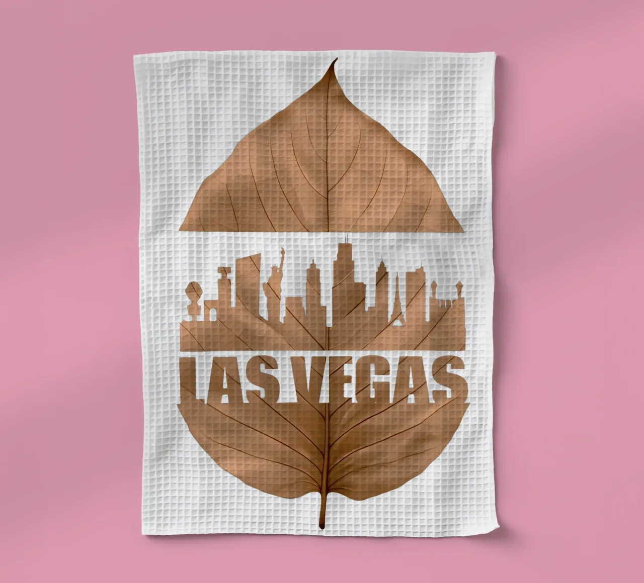 ilustrazione di taglio delle foglie dello skyline della città di las vegas canovaccio da cucina da kahfiza