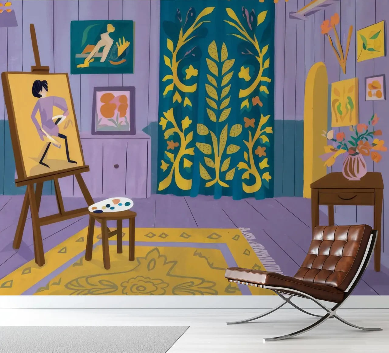 Artist in Yellow Studio photo wallpaper by Tiga Bersama