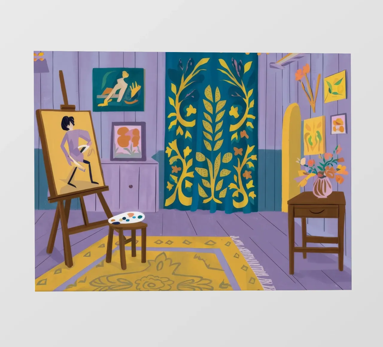 Artist in Yellow Studio photo wallpaper by Tiga Bersama