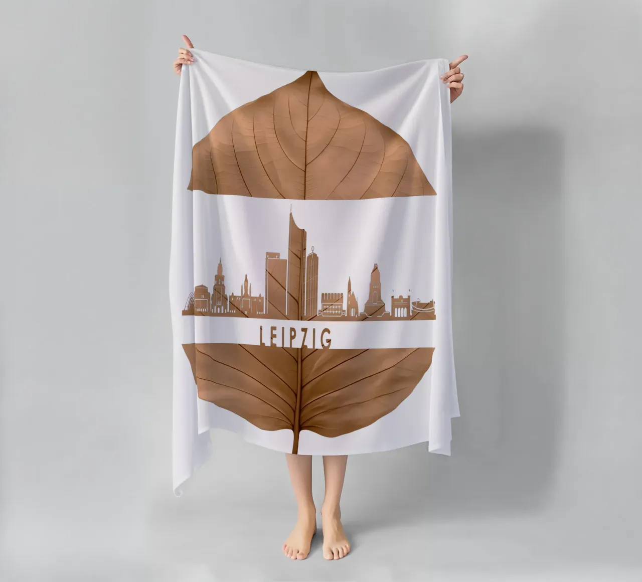 skyline della città di lipsia ilustrazione di taglio della foglia telo mare da kahfiza