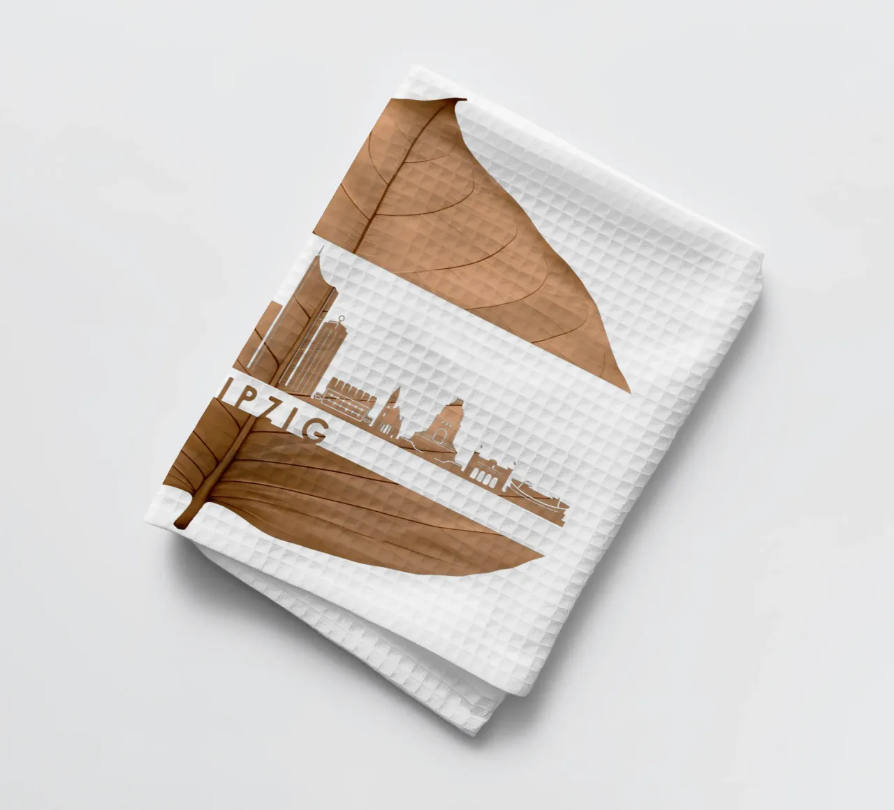 skyline della città di lipsia ilustrazione di taglio della foglia canovaccio da cucina da kahfiza