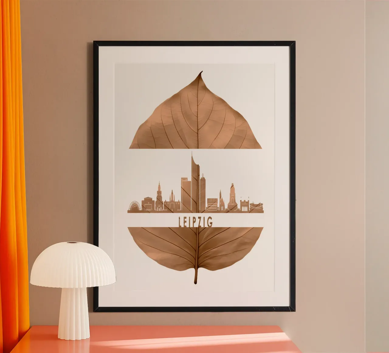 skyline della città di lipsia ilustrazione di taglio della foglia poster da kahfiza