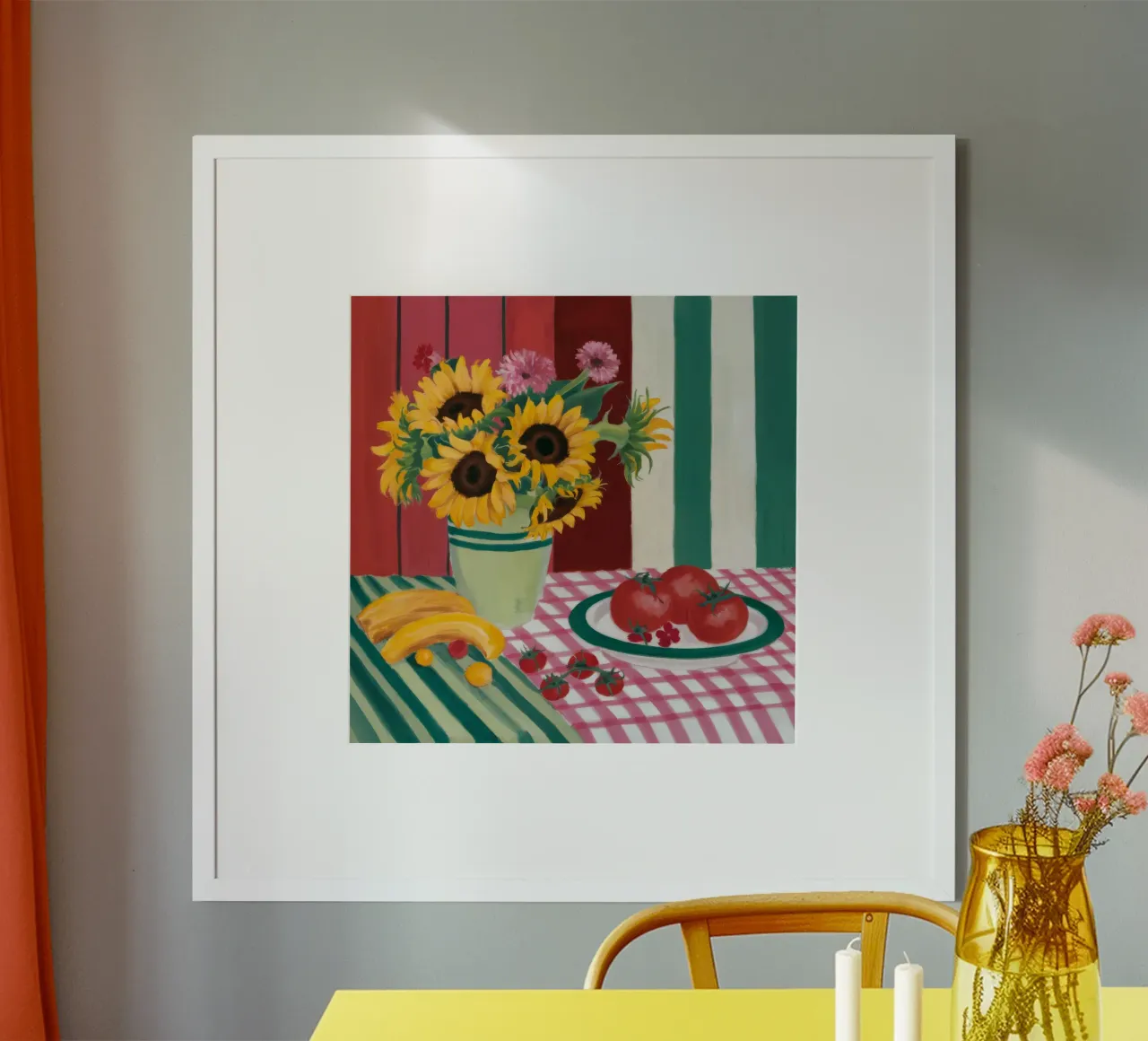 Riposo a strisce di girasole poster con telaio in alluminio da Fable Tempa