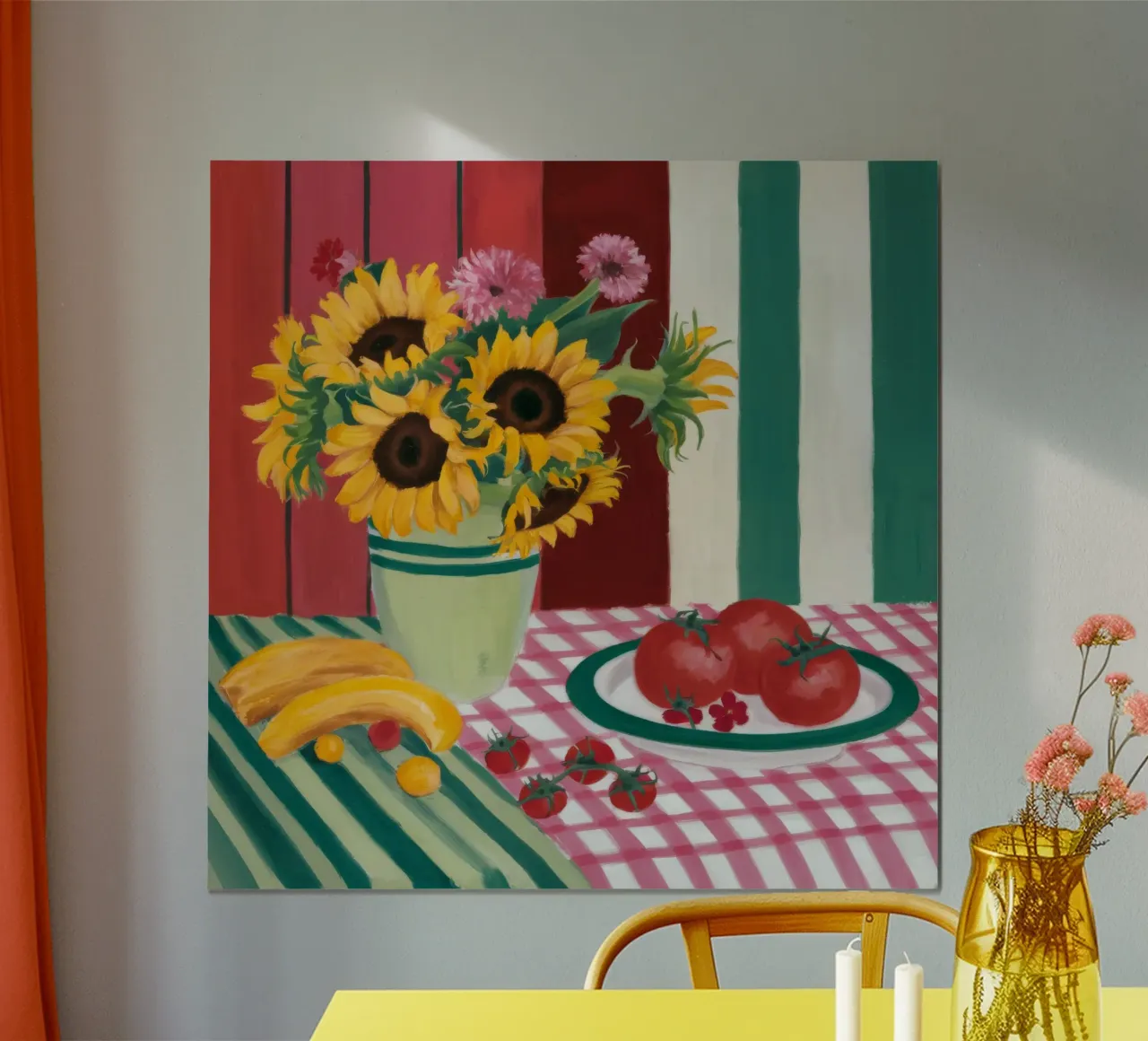 Riposo a strisce di girasole poster con telaio in alluminio da Fable Tempa