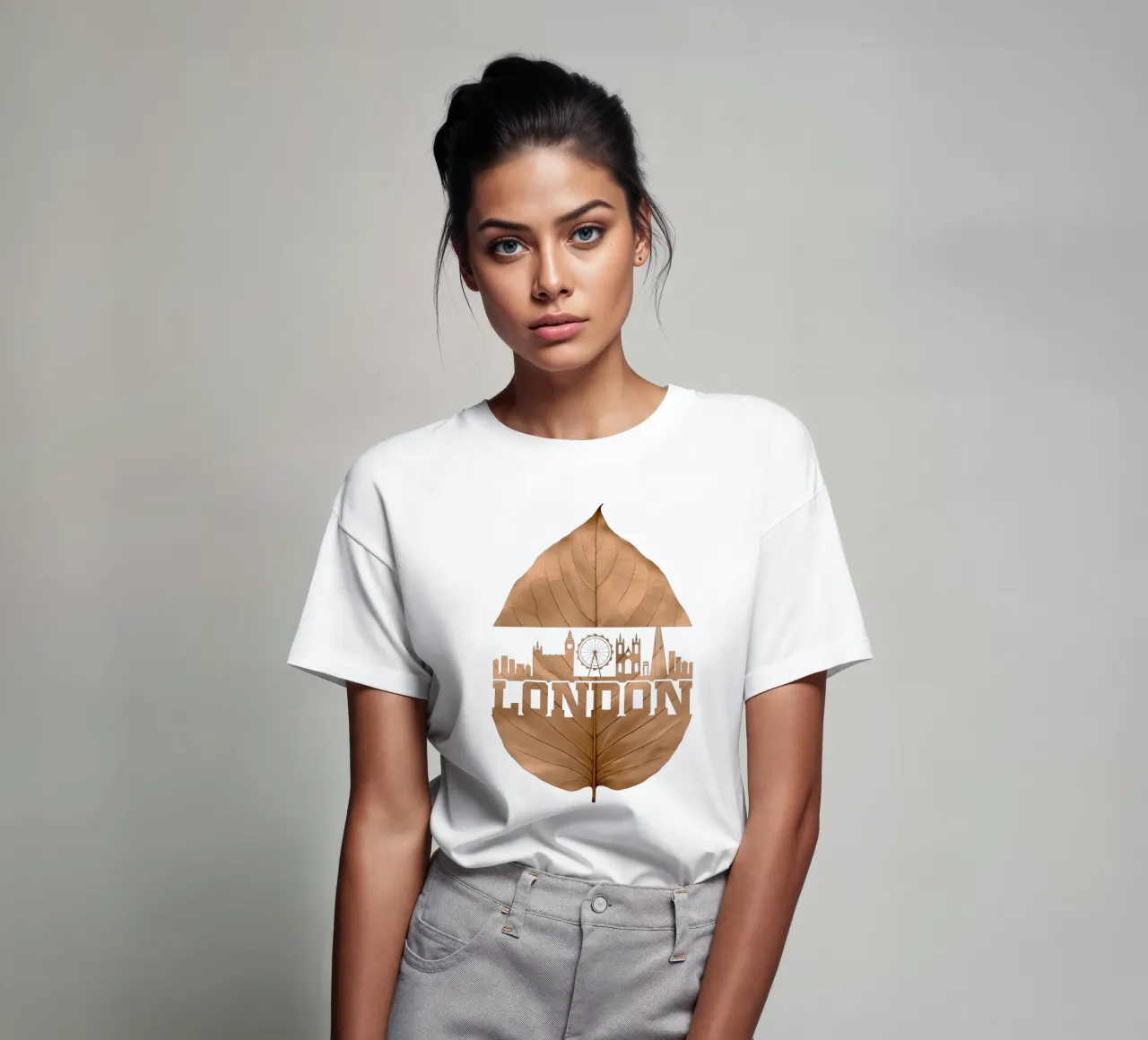 ilustrazione di taglio a foglia dello skyline della città di Londra t-shirt da kahfiza