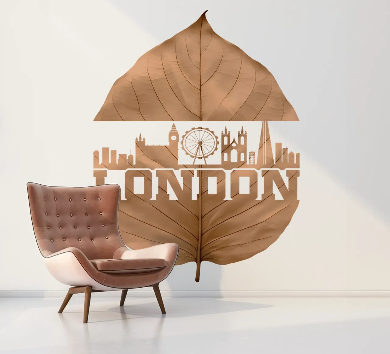 ilustrazione di taglio a foglia dello skyline della città di Londra carta da parati fotografica da kahfiza