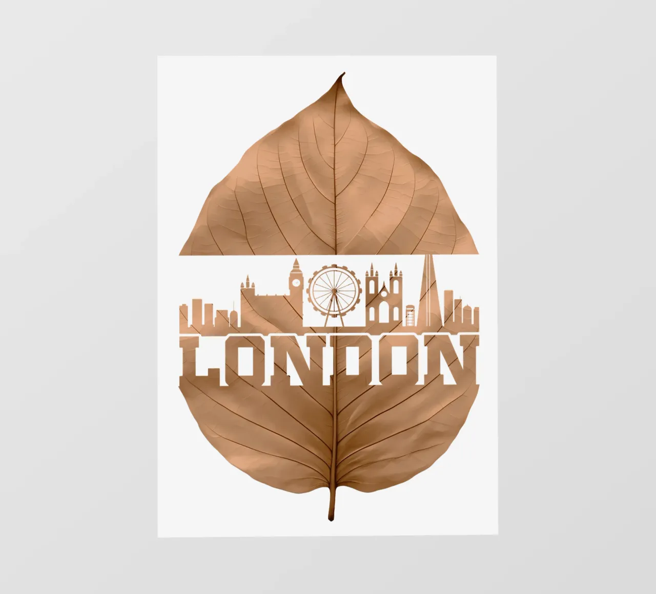 ilustrazione di taglio a foglia dello skyline della città di Londra carta da parati fotografica da kahfiza