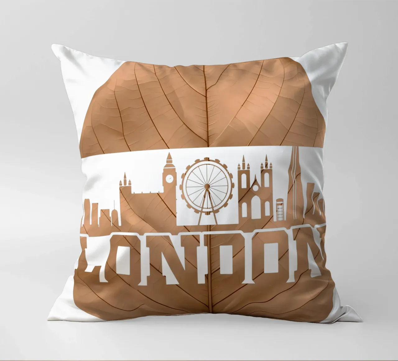 ilustrazione di taglio a foglia dello skyline della città di Londra cuscino da kahfiza