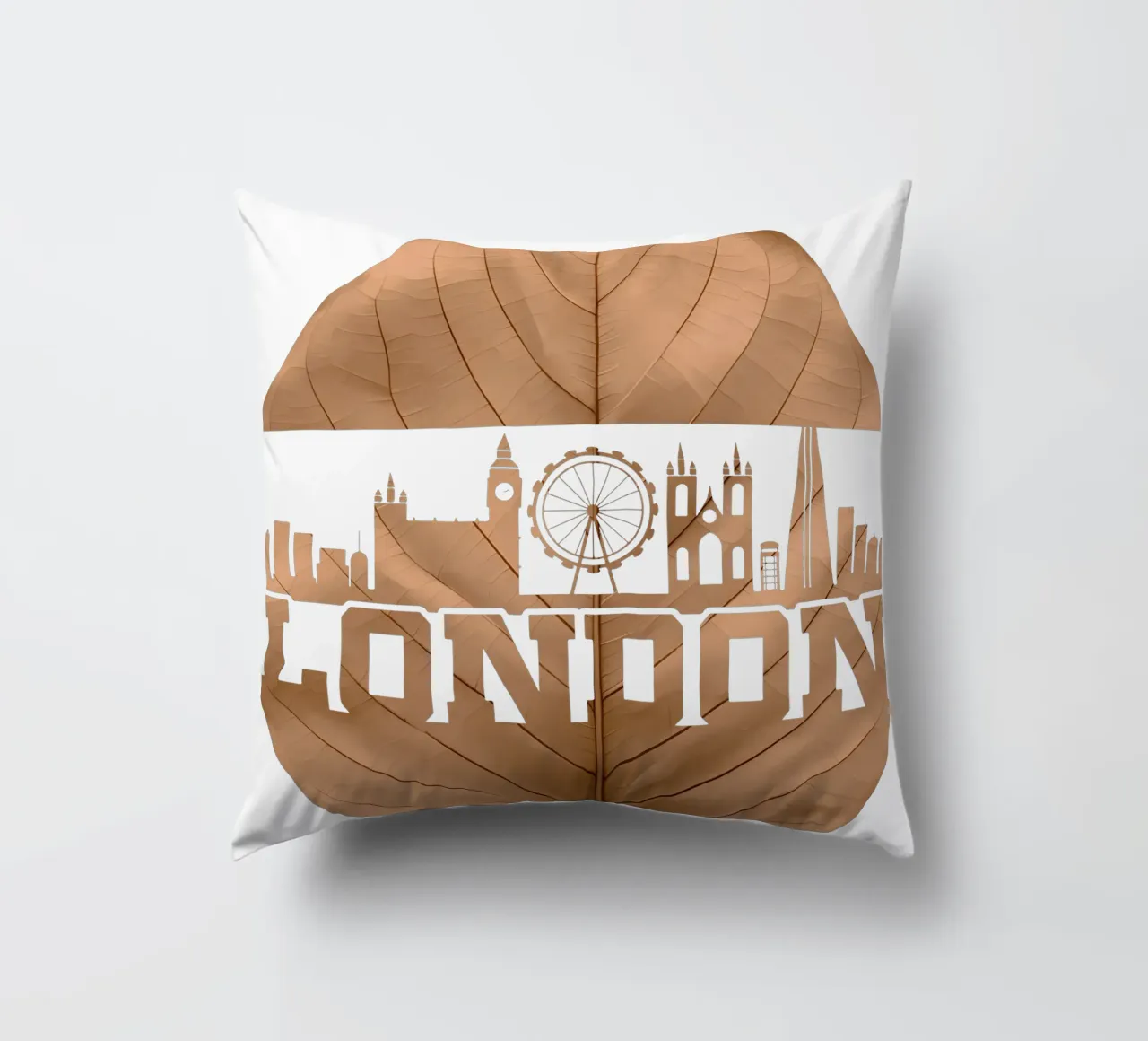 ilustrazione di taglio a foglia dello skyline della città di Londra cuscino da kahfiza