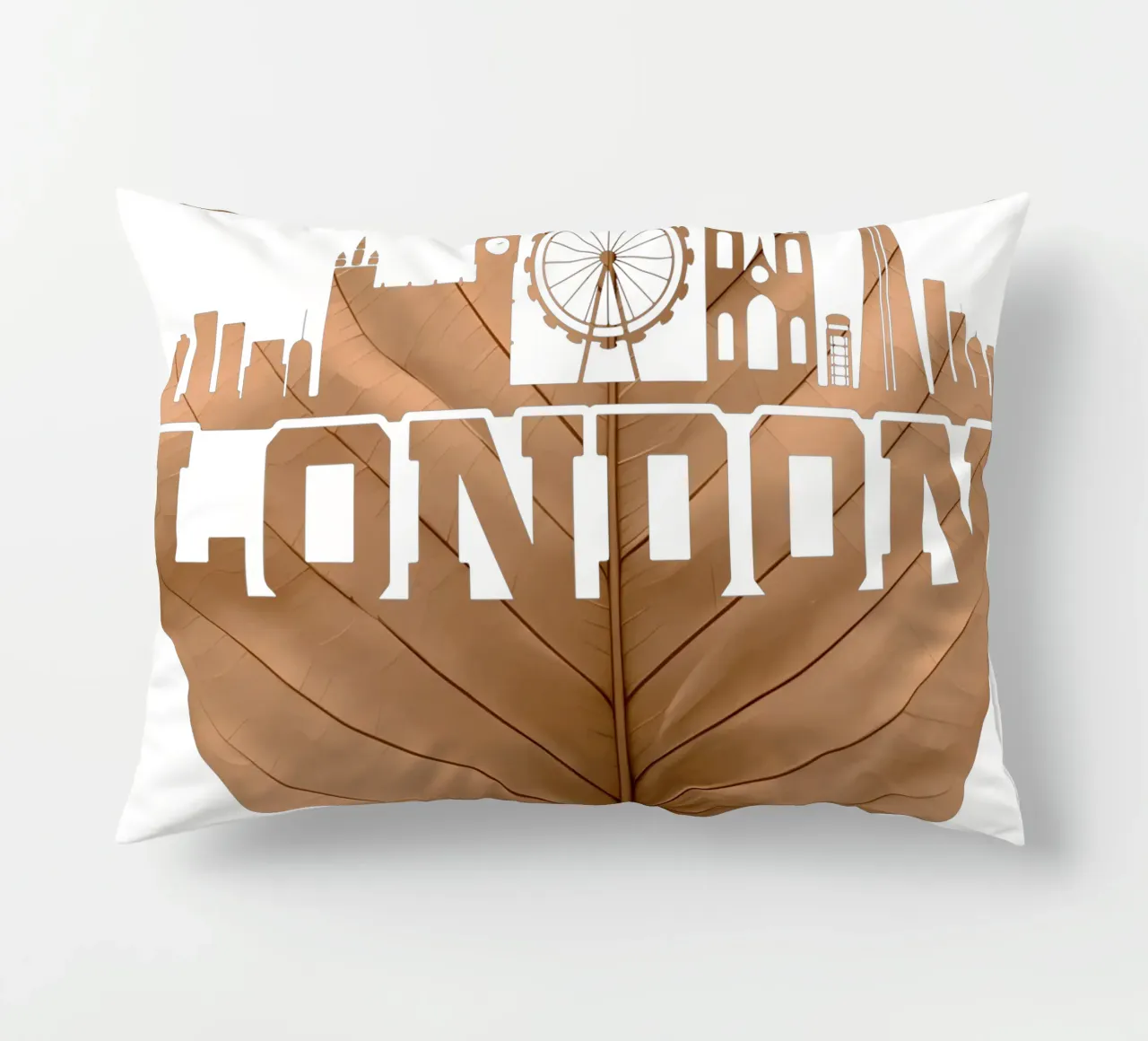 ilustrazione di taglio a foglia dello skyline della città di Londra cuscino da kahfiza