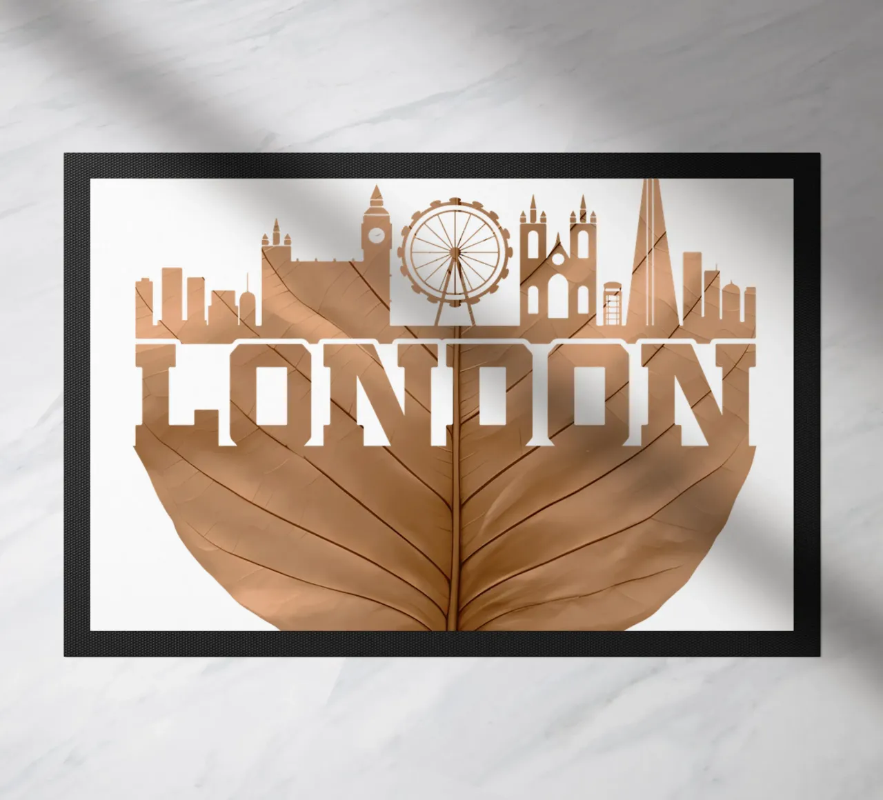 ilustrazione di taglio a foglia dello skyline della città di Londra zerbino da kahfiza