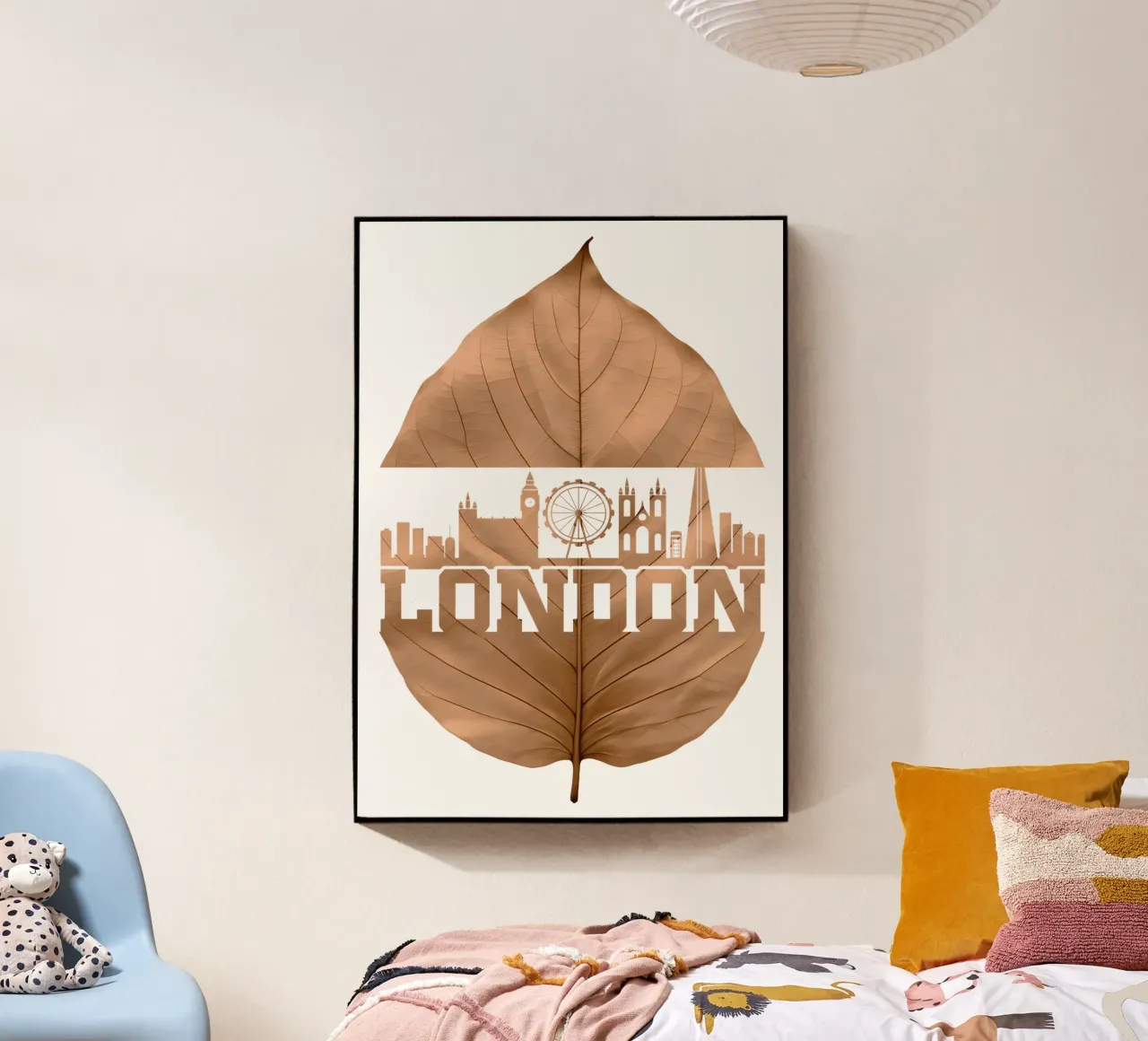 ilustrazione di taglio a foglia dello skyline della città di Londra plexiglass da kahfiza