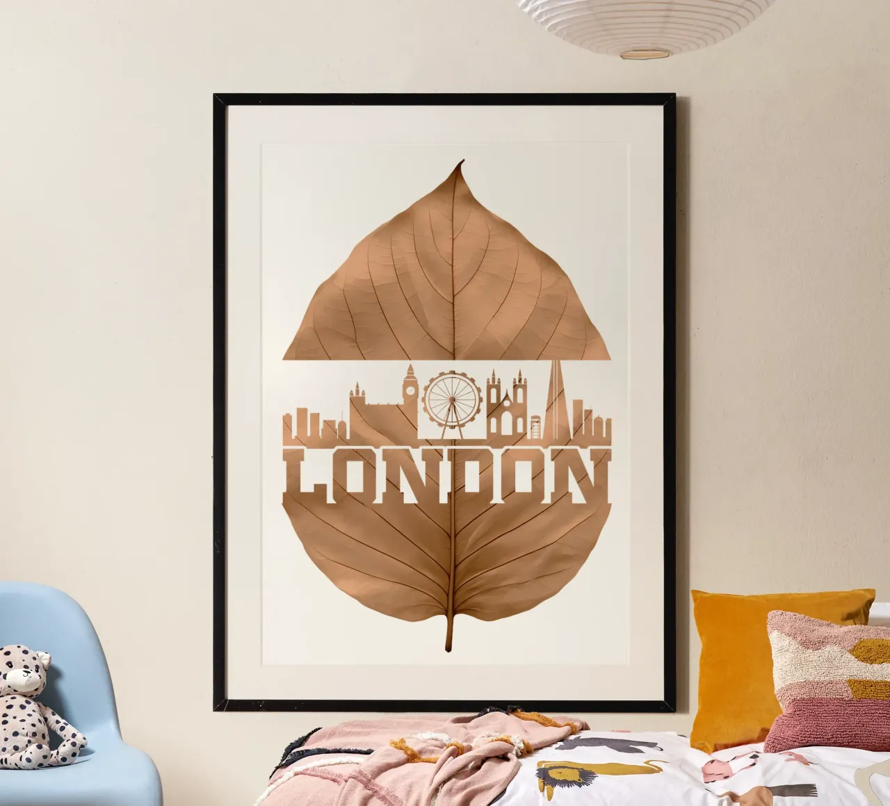 ilustrazione di taglio a foglia dello skyline della città di Londra carta hahnemühle da kahfiza