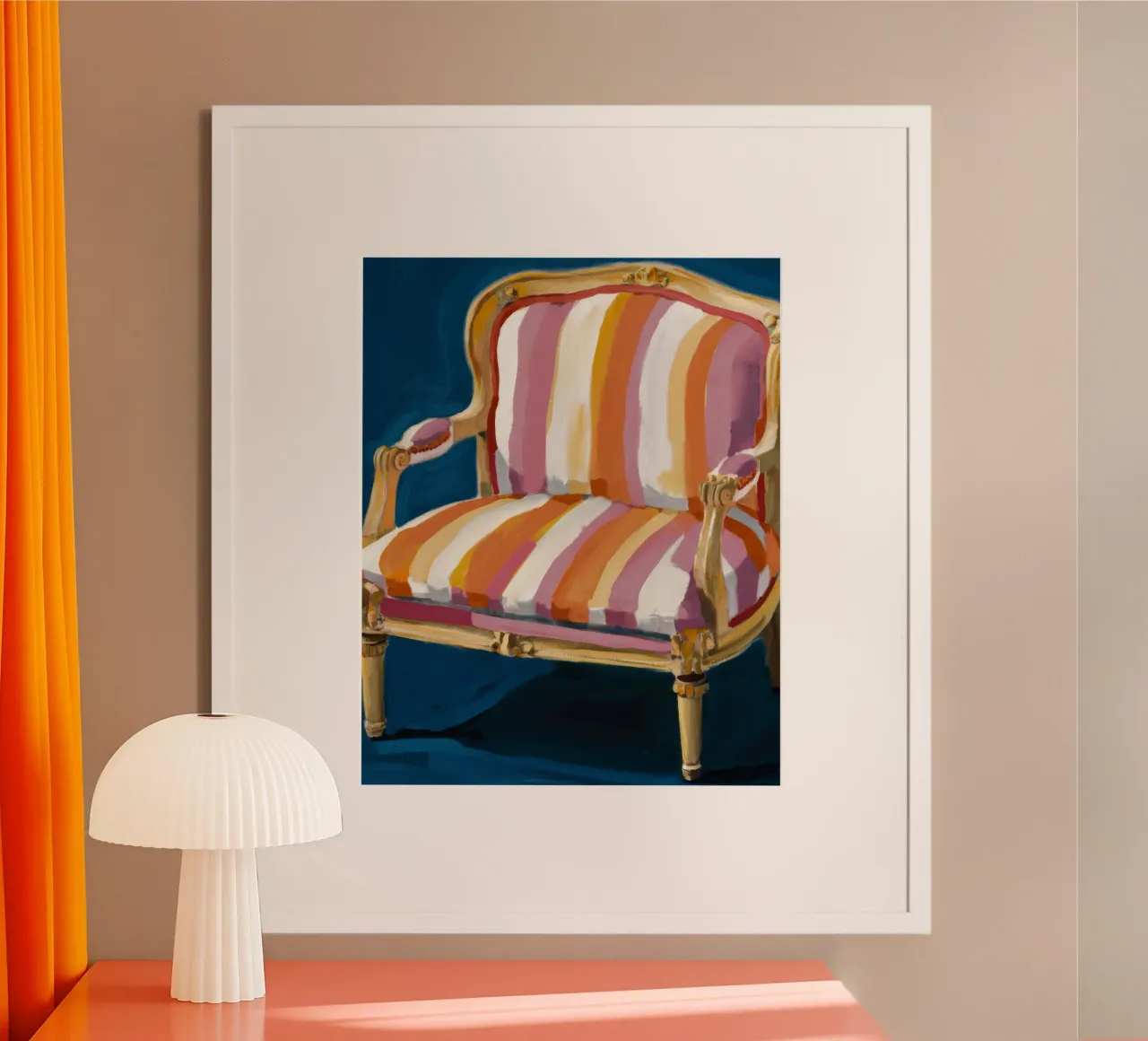 Eleganza Bergere a righe poster con telaio in plastica da Tiga Bersama