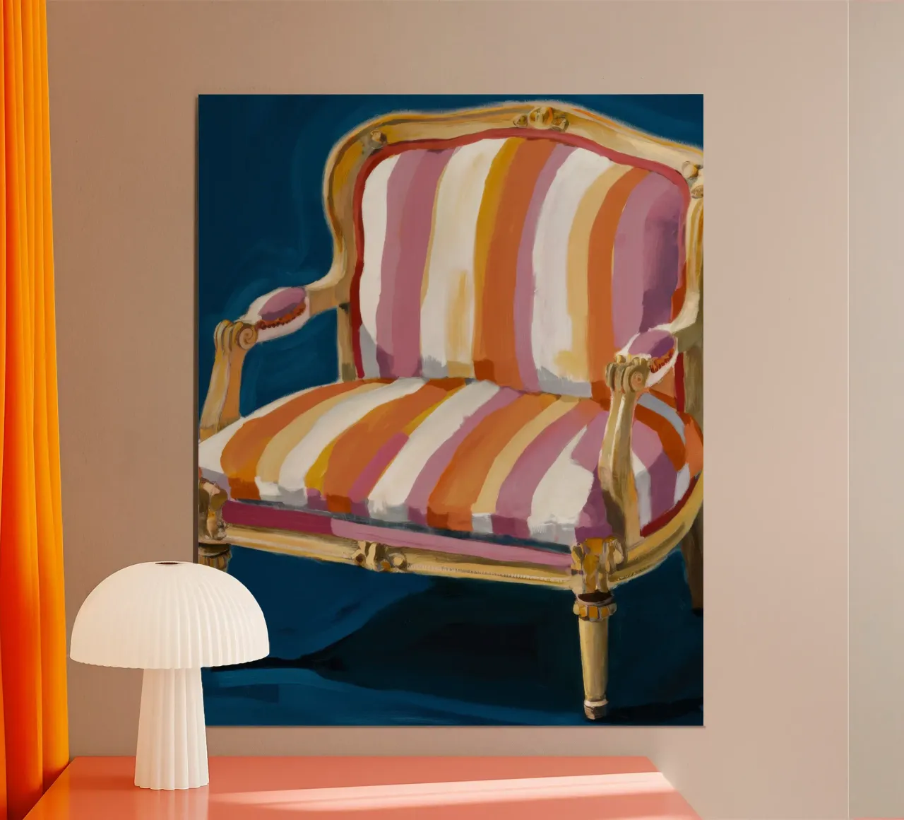 Eleganza Bergere a righe poster con telaio in plastica da Tiga Bersama