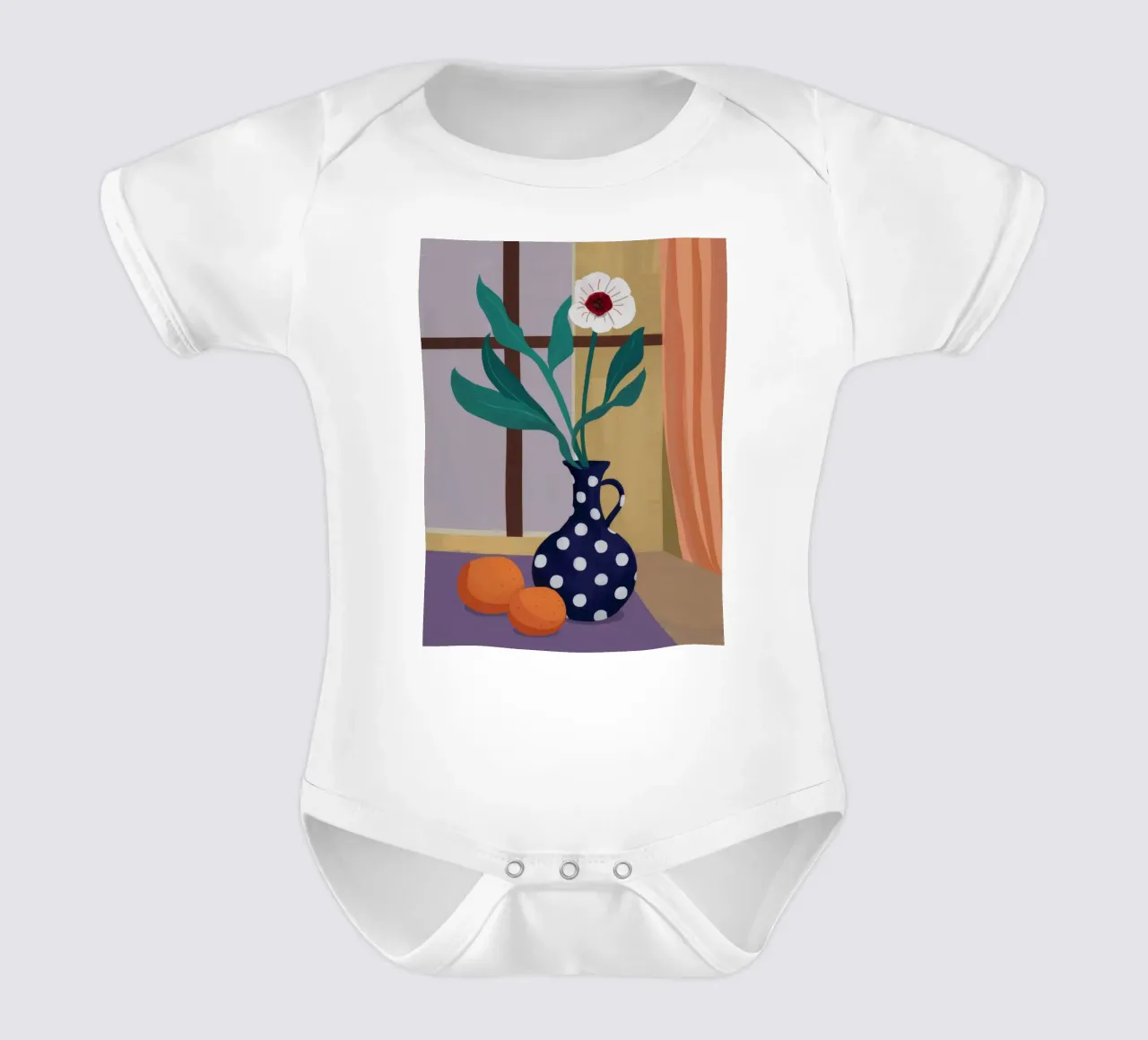 Orchidea a pois Immobile body neonato maniche corte da Fable Tempa