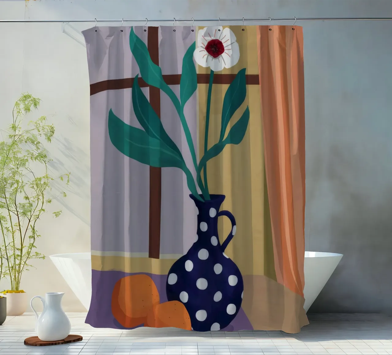 Orchidea a pois Immobile tenda da doccia da Fable Tempa
