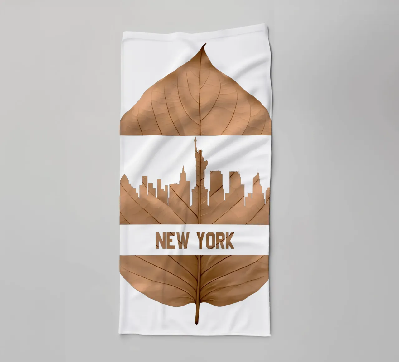 illustrazione fogliare dello skyline della città di New York asciugamano da bagno da kahfiza