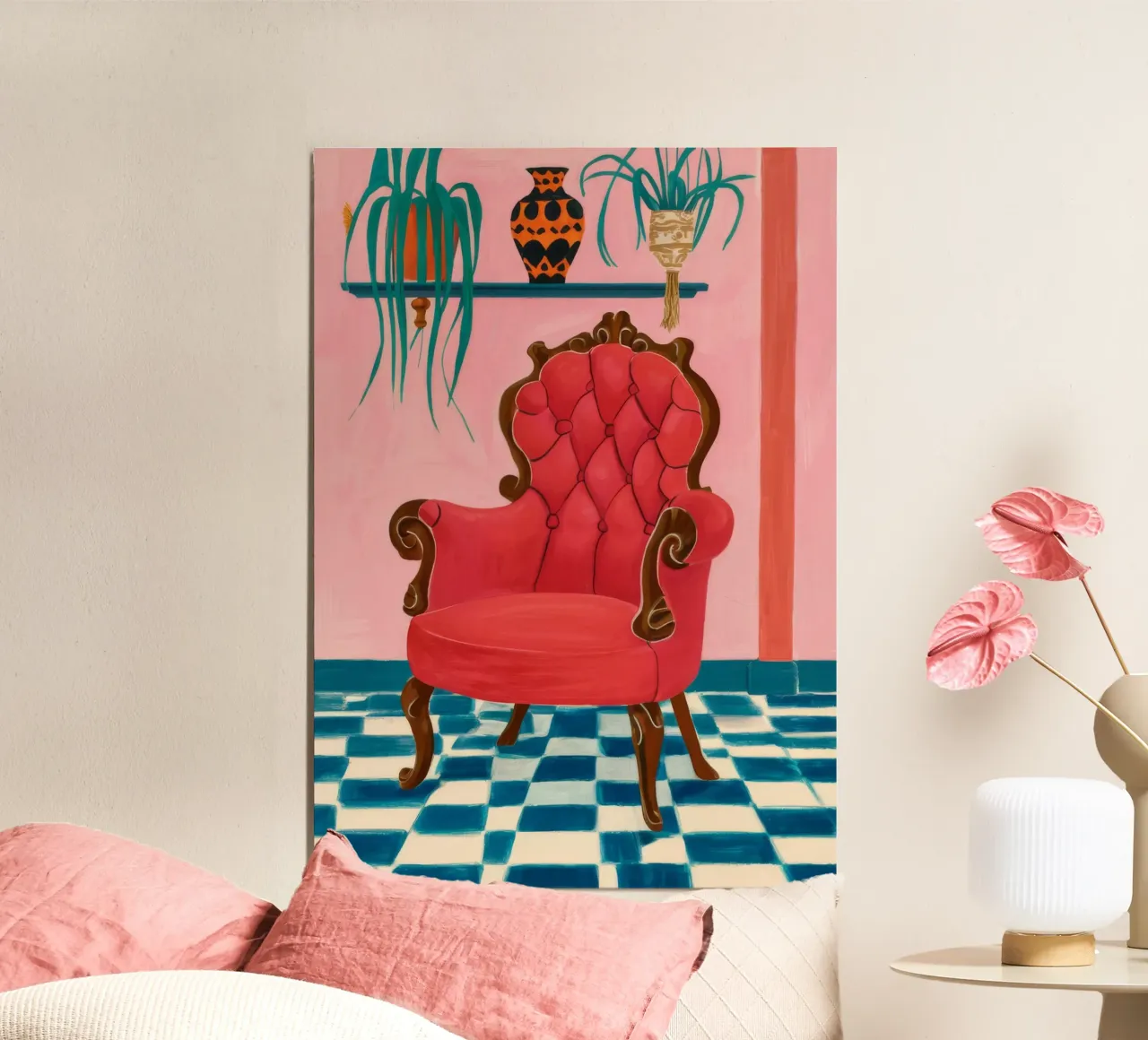 Checkered Floor Chaise Poster von Tiga Bersama