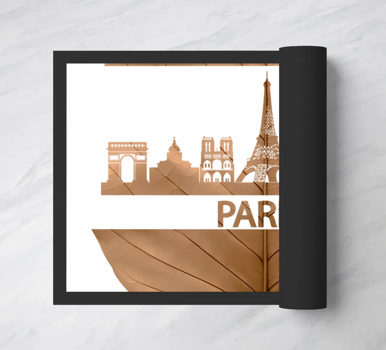 skyline della città di parigi ilustrazione di taglio delle foglie zerbino da kahfiza