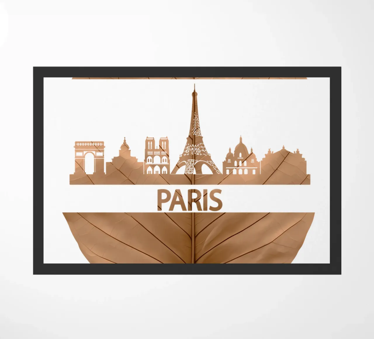 skyline della città di parigi ilustrazione di taglio delle foglie zerbino da kahfiza