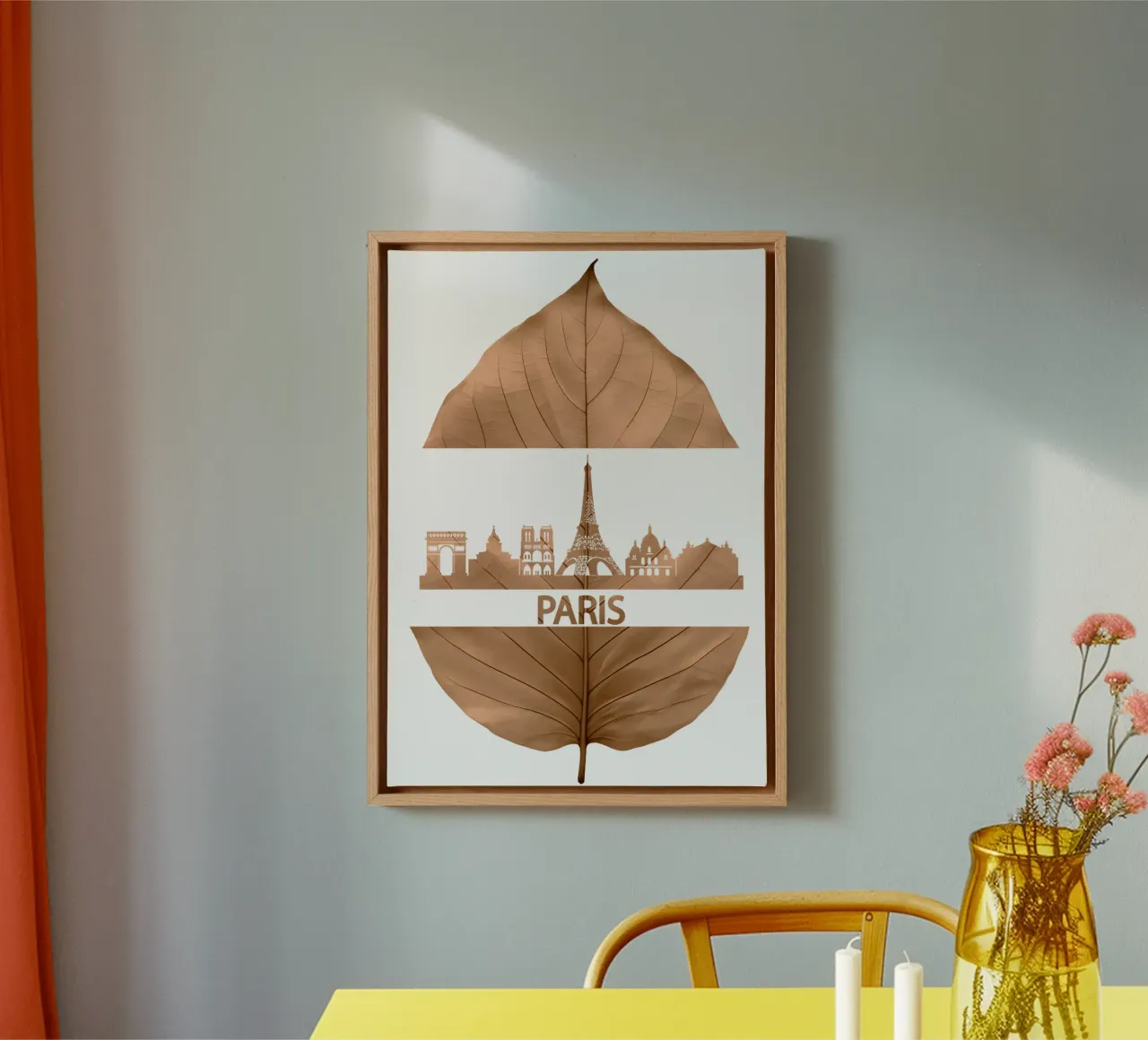 skyline della città di parigi ilustrazione di taglio delle foglie tela da kahfiza