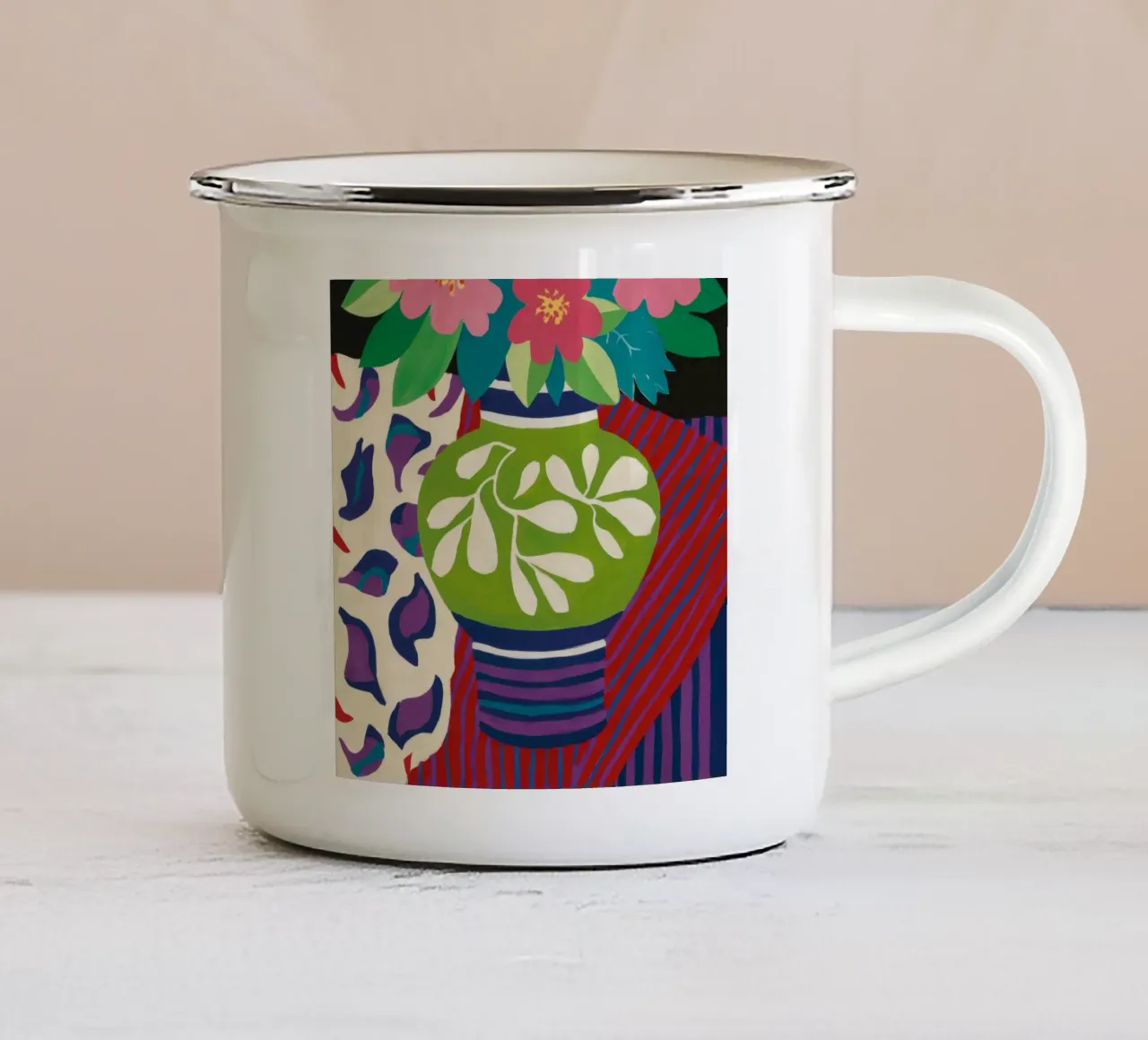 Sogno Chevron verde lime tazza in smalto da Fable Tempa