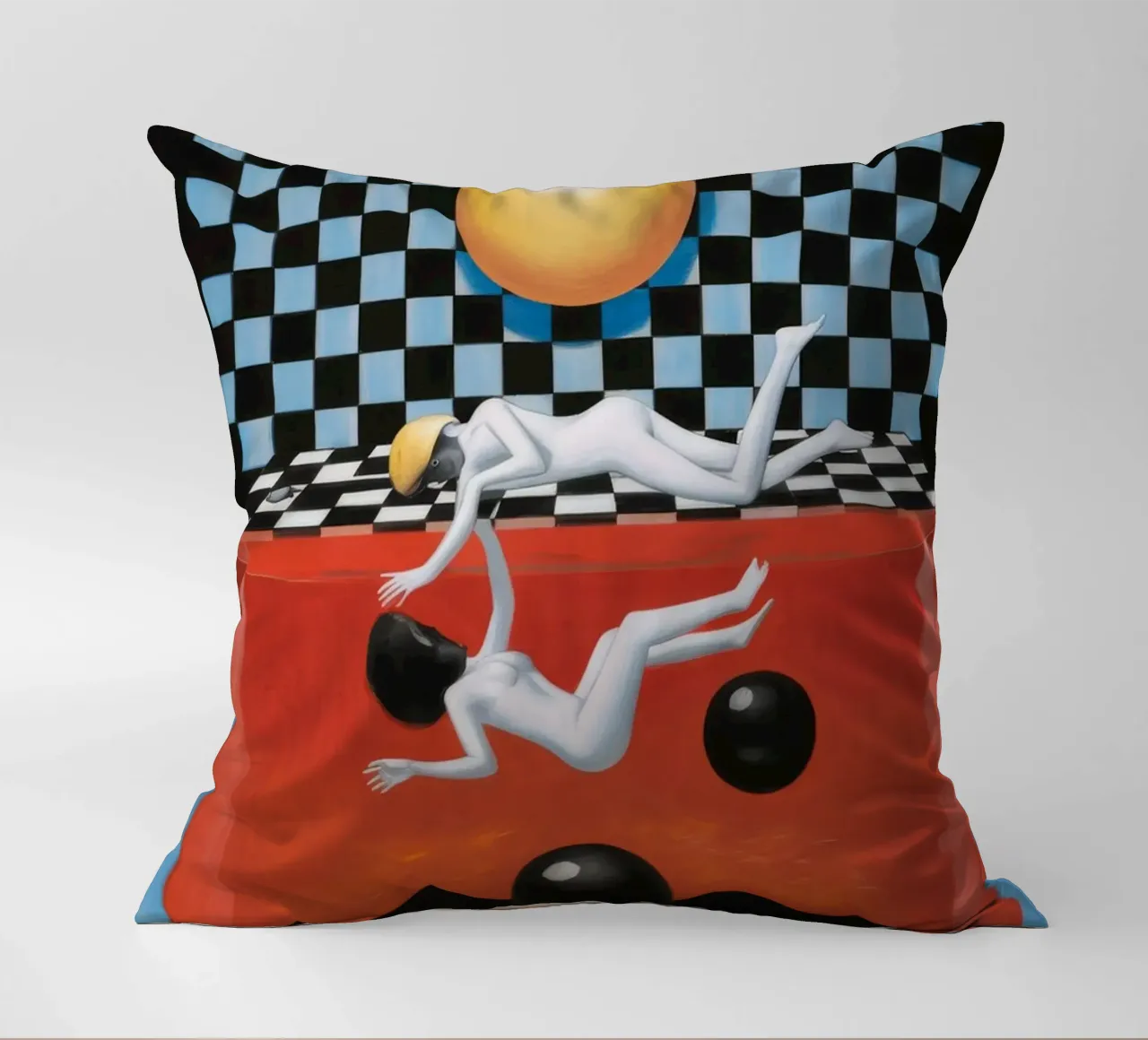 Astrazione del sole a scacchi cuscino da Pan Denim