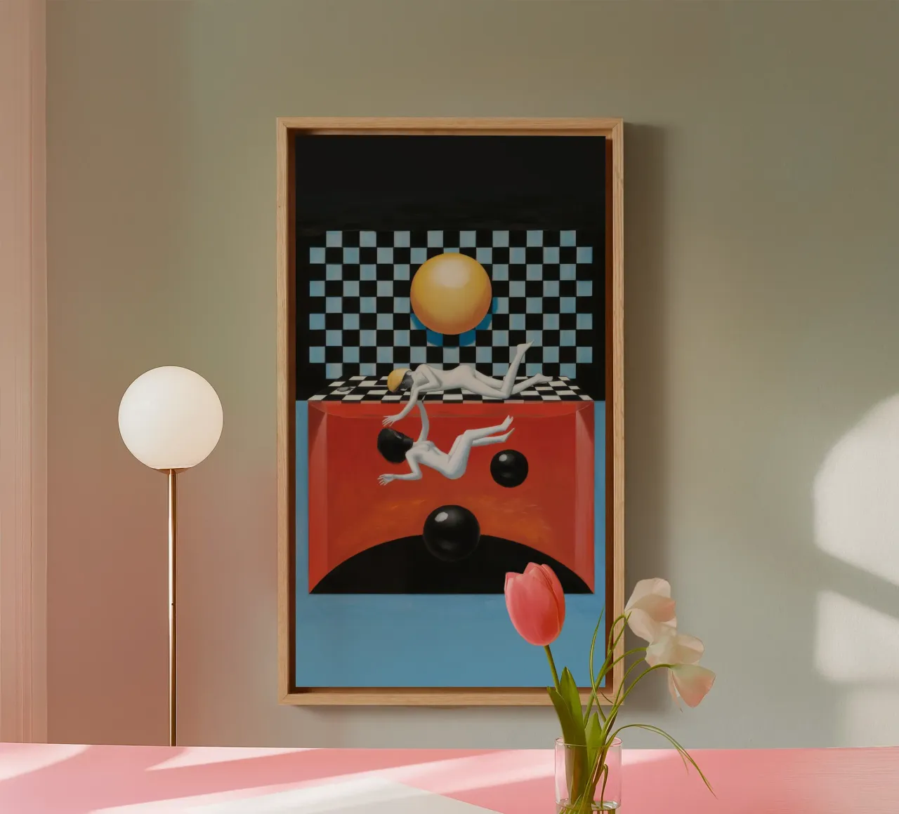 Checkered Sun Abstraction canvas by Pan Denim