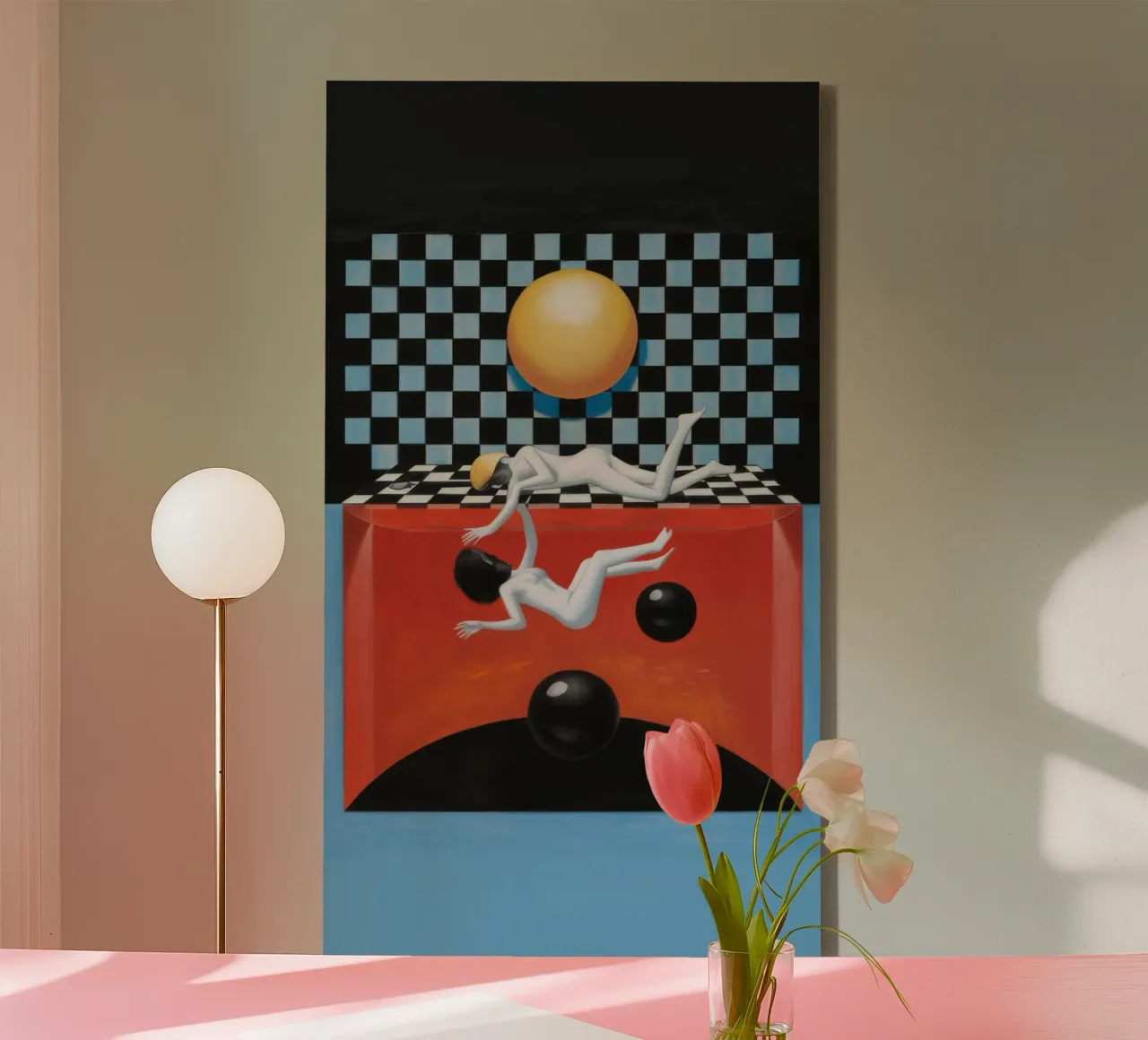 Checkered Sun Abstraction canvas by Pan Denim
