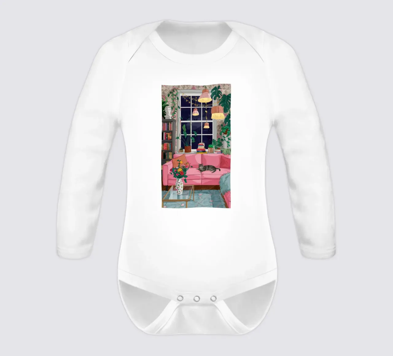 Nocturnal Reading Sanctuary long-sleeve baby romper by Haven Fantasy