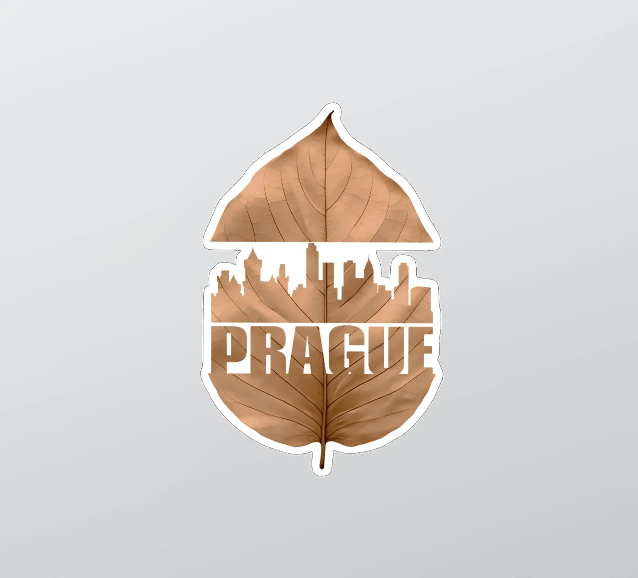 skyline della città di praga illustrazione di taglio delle foglie adesivo da kahfiza