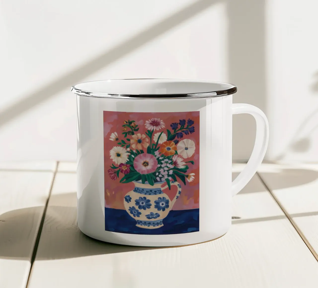 Medley di fiori di cineserie tazza in smalto da Tiga Bersama