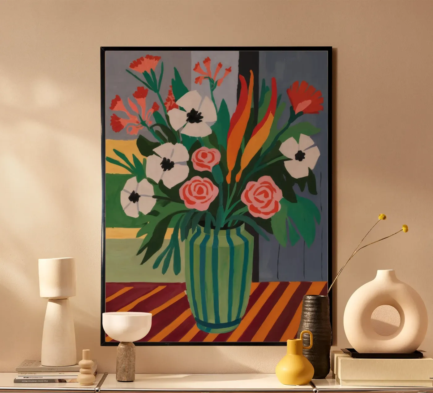 Fleurs de table rayées poster de Fable Tempa