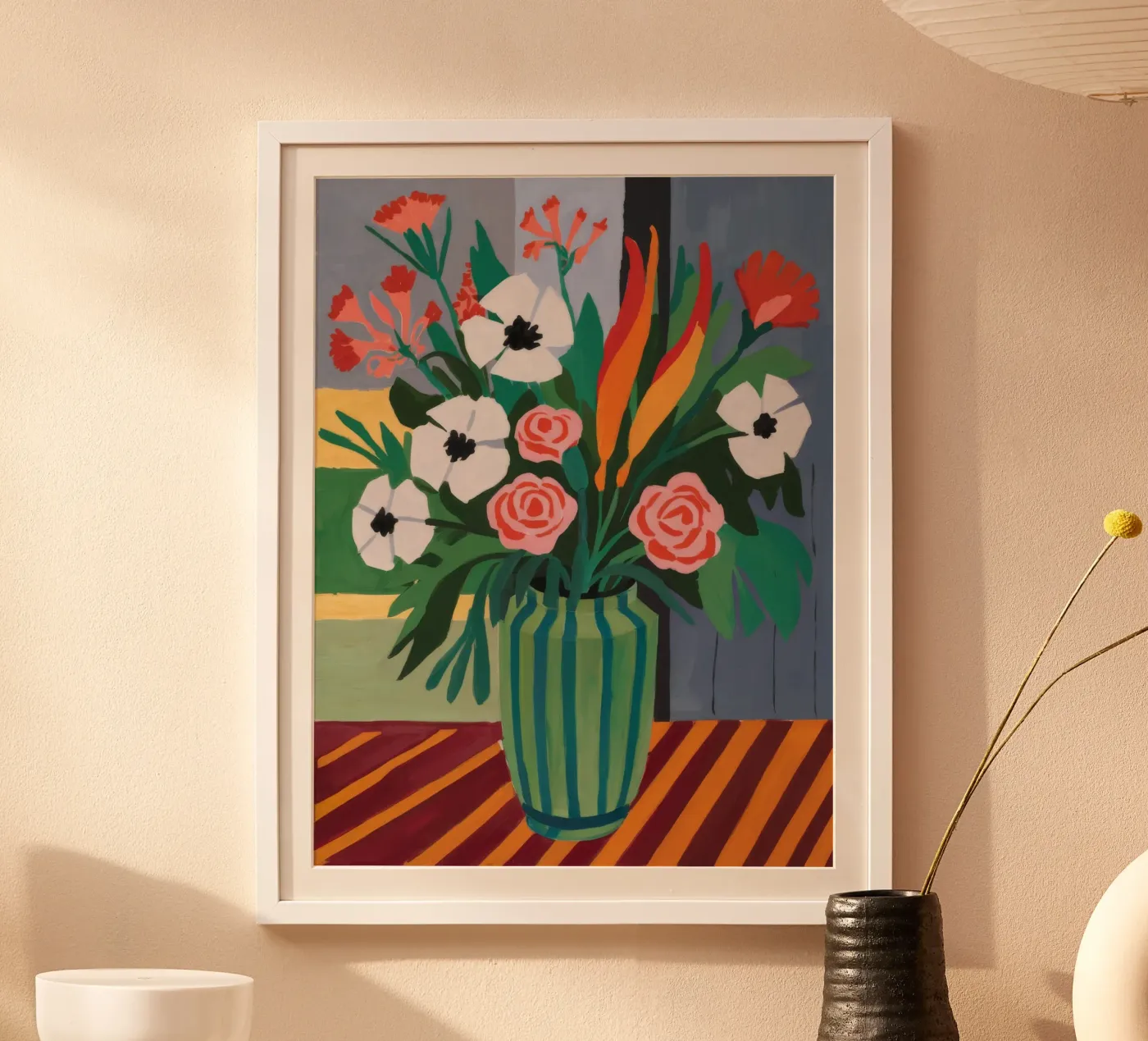 Fleurs de table rayées poster de Fable Tempa