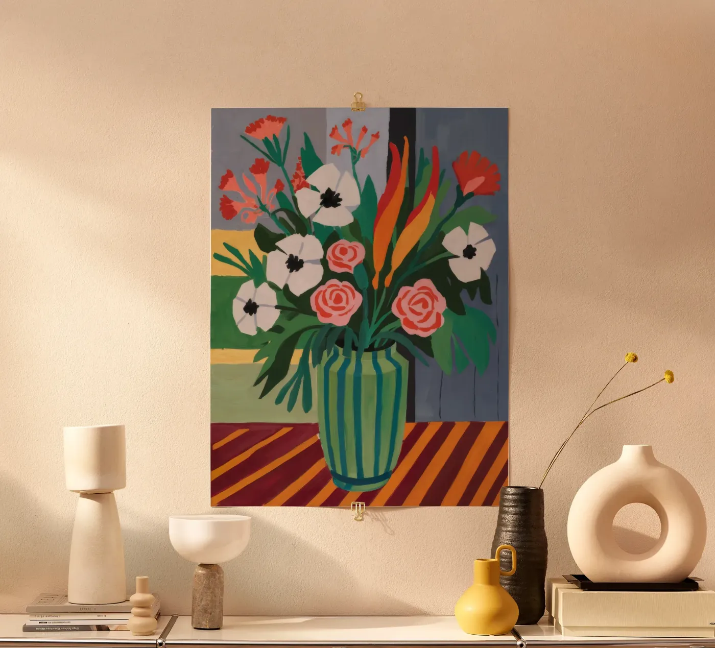 Fleurs de table rayées poster de Fable Tempa