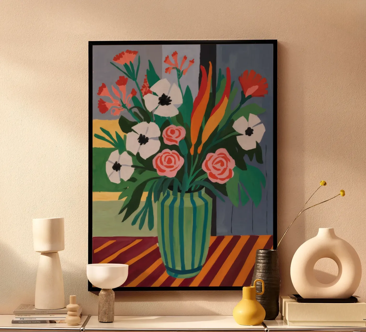 Fleurs de table rayées poster de Fable Tempa