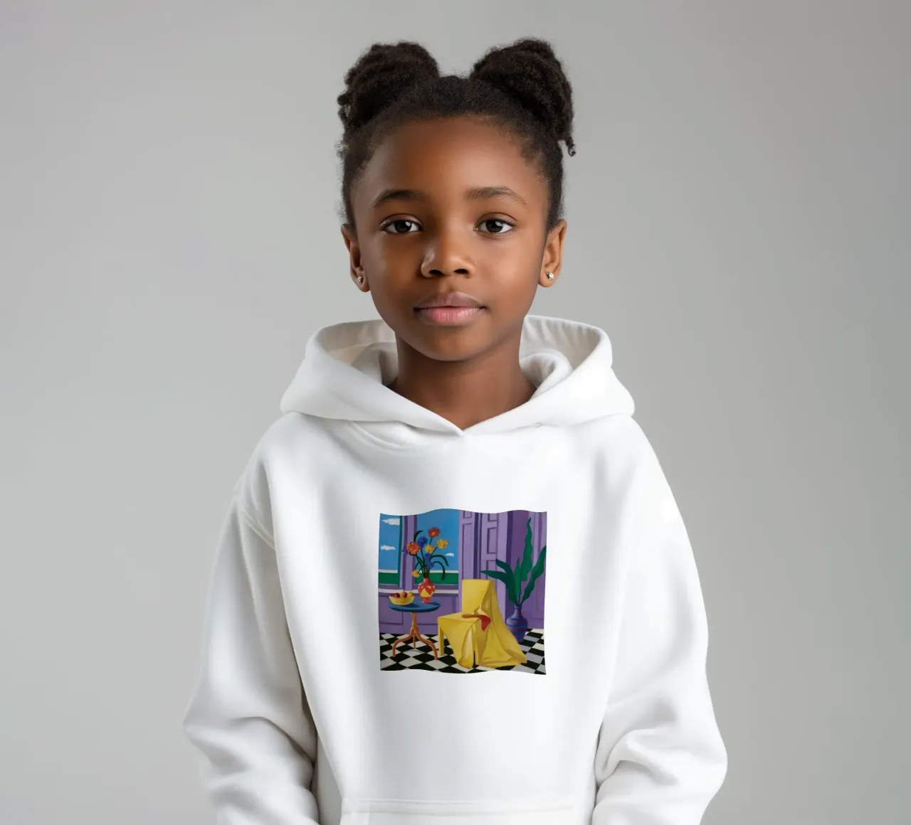 Yellow Drape Stillness kids hoodie by Haven Fantasy