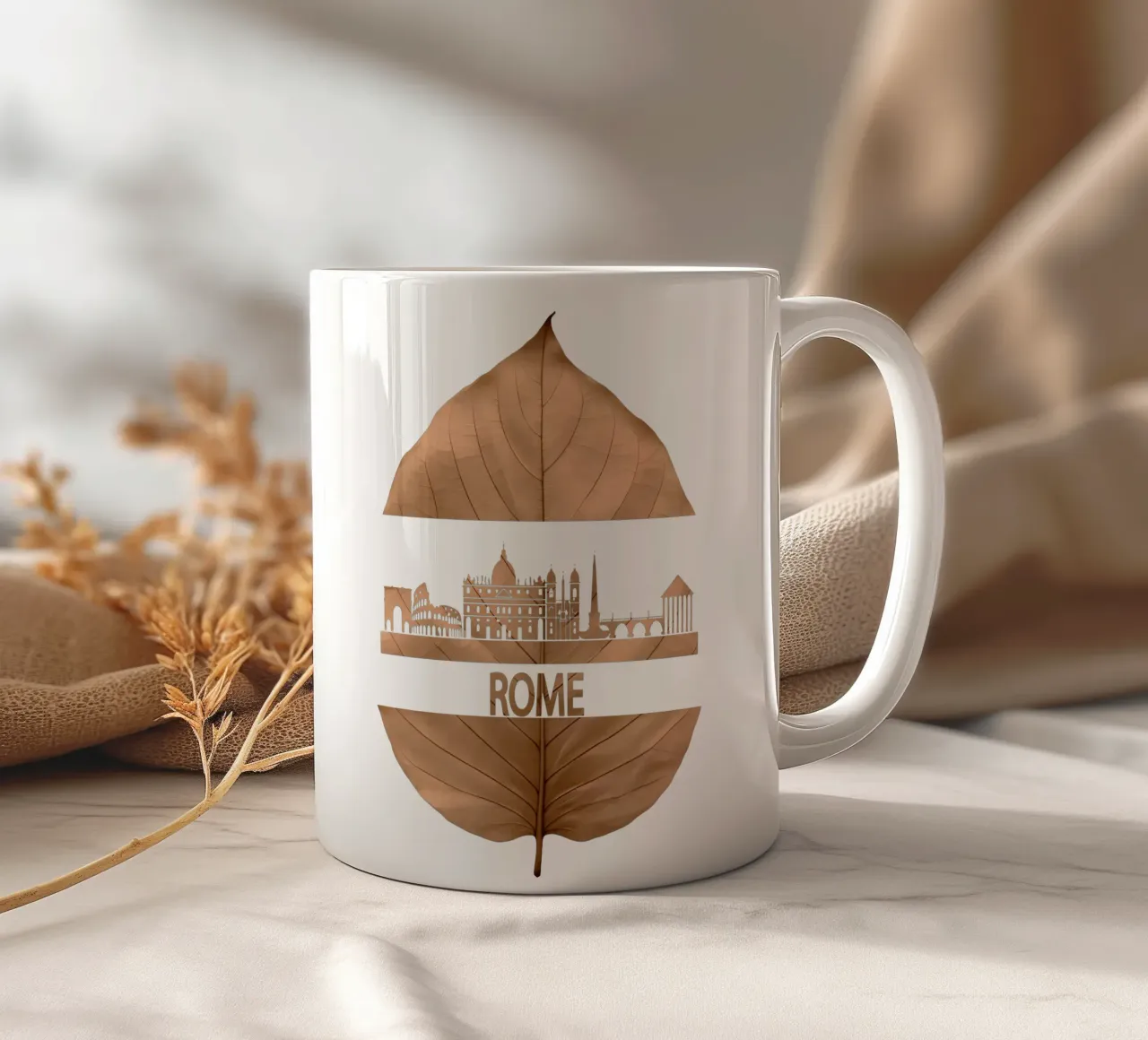 roma skyline fogliare ilustrazione tazza in ceramica da kahfiza