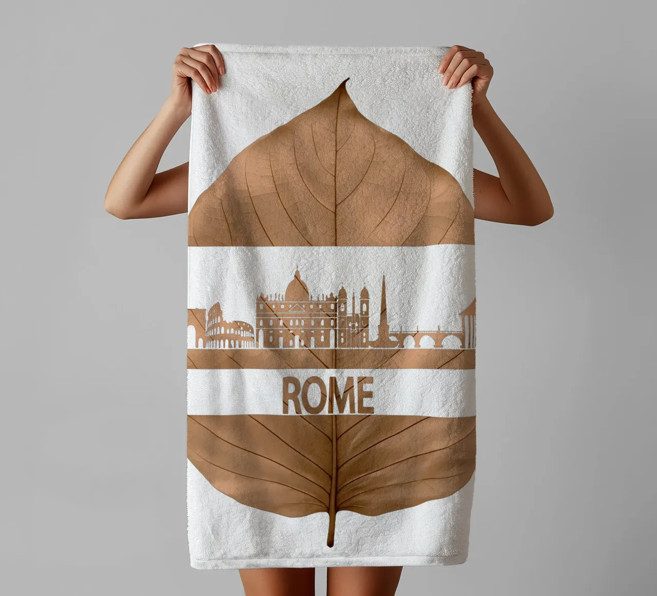 roma skyline fogliare ilustrazione asciugamano da bagno da kahfiza