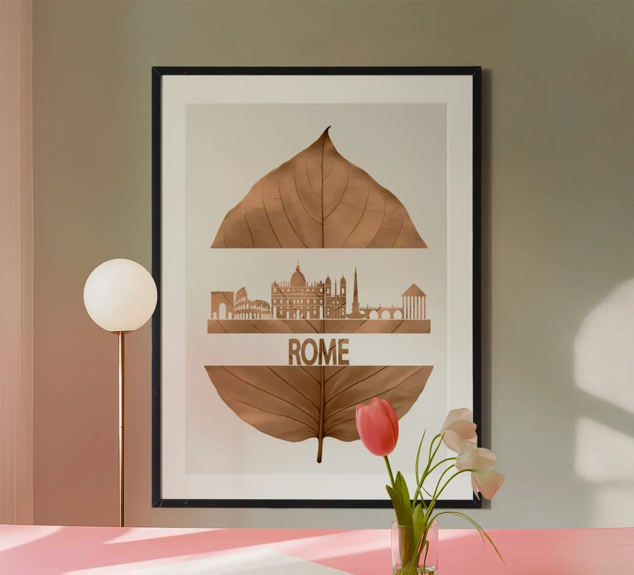 roma skyline fogliare ilustrazione poster da kahfiza